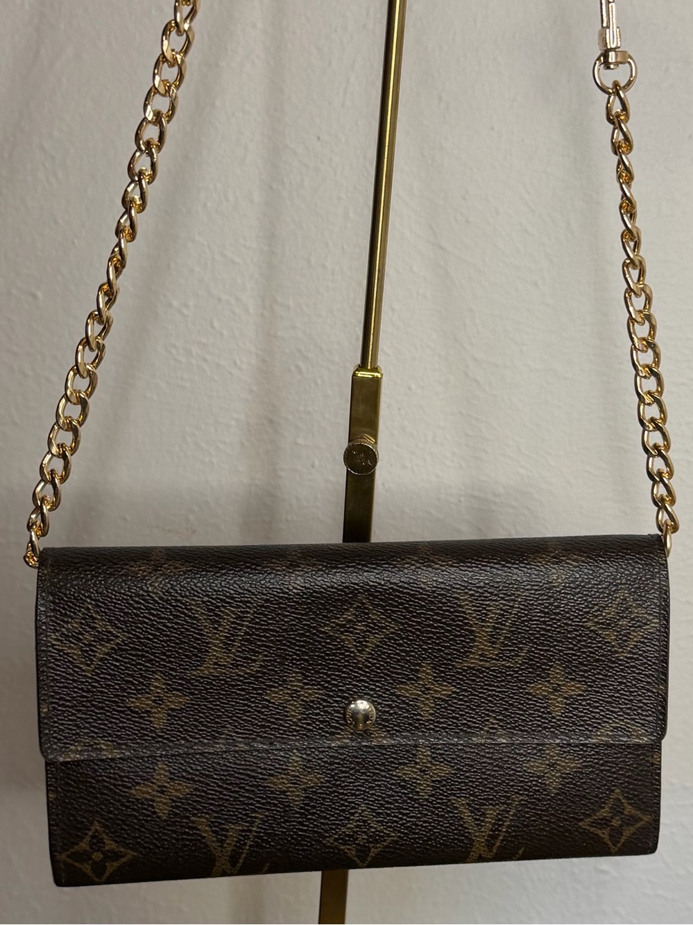 Louis Vuitton Monogram Chain Wallet in Brown with Gold Chain - Picture 5 of 7